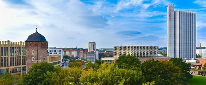 Innenstadt von Chemnitz als Beispiel für Unternehmen und Einrichtungen in der Region